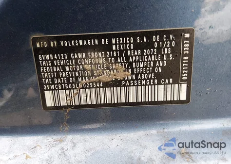 2020 Volkswagen Jetta 1.4T R-Line/1.4T S/1.4T Se z USA, uszkodzony, nr VIN 3VWCB7BU9LM029544